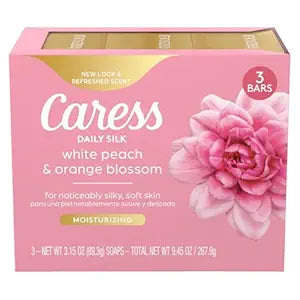 Caress Beauty Bar Soap For Noticeably Silky Soft Skin Daily Silk Extract and Floral Oil Essence 3.15 oz 3 Bars