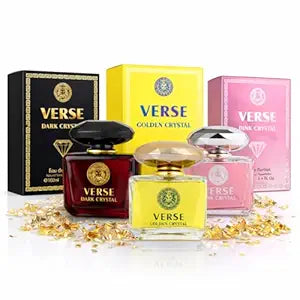 Women's Perfume Set Verse – 3 Pack Eau De Parfum Collection (Pink Crystal, Golden, Dark) – Long Lasting Luxury Fragrance Trio for Women – 3.4 Fl Oz Bottles