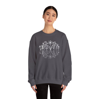 Wildflowers Sweatshirt, Flower Crewneck Sweatshirt