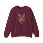Cat Face Split Crewneck Sweatshirt – Half Realistic, Half Line Art Cat Design