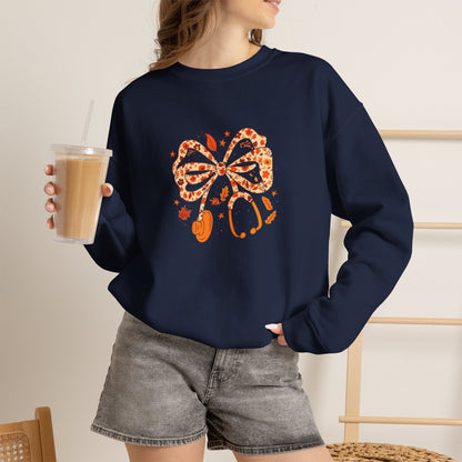 Leopard Bow Paw Print Crewneck Sweatshirt