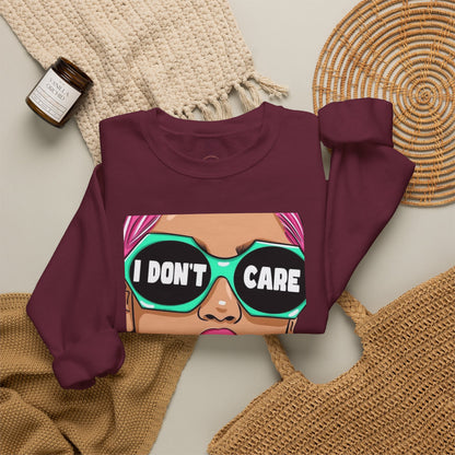 “I Don’t Care” Pop Art Crewneck Sweatshirt