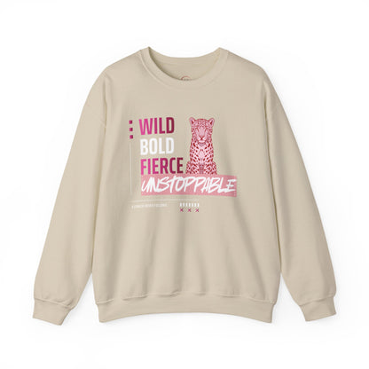 Crewneck Sweatshirt — Wild Bold Fierce Unstoppable Leopard Graphic