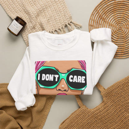 “I Don’t Care” Pop Art Crewneck Sweatshirt