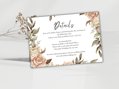 Wedding Invitation Bundle, RSVP, Thank You Card, Table Card, Menu Card, Reception Card,  Details Card. WI220