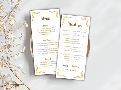 Wedding Thank you Card, Menu Card, Table Card. WI298