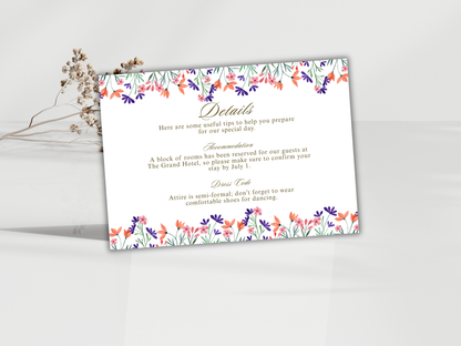 Wedding Invitation Bundle, RSVP, Thank You Card, Table Card, Menu Card, Reception Card, Details Card. WI260