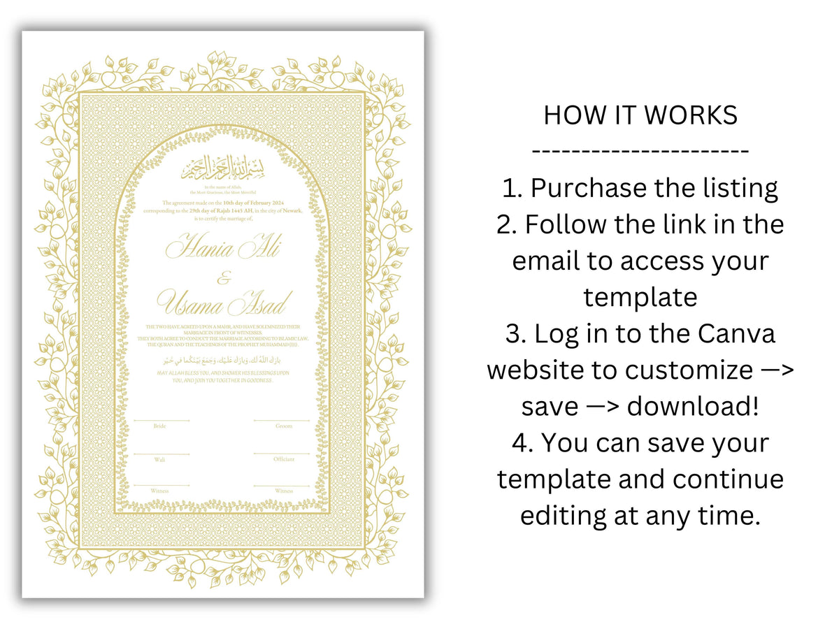 Nikkah Certificate Digital Download,A3,A4. NN207