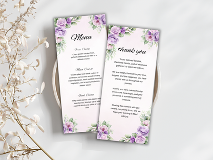 Wedding Thank you Card, Menu Card, Table Card. WI355