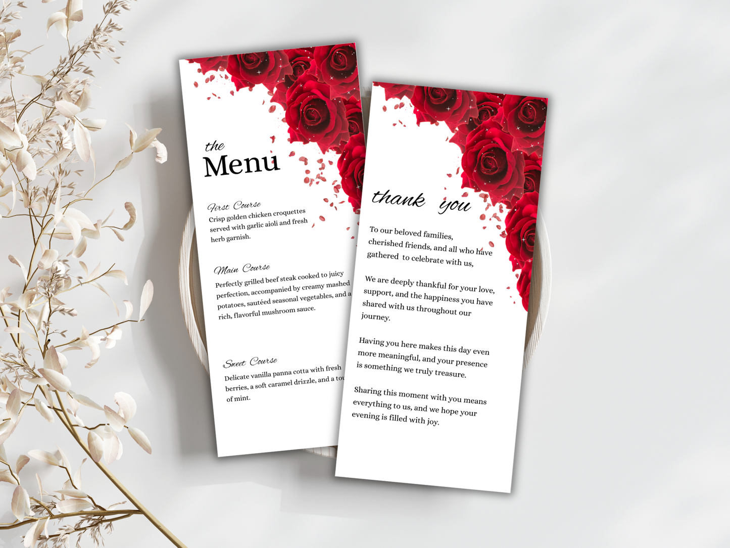 Wedding Thank you Card, Menu Card, Table Card. WI336