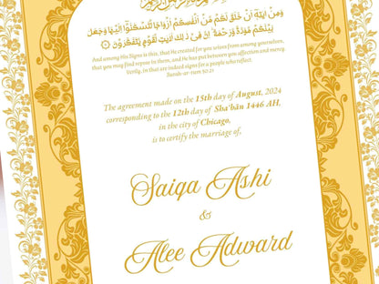 Nikkah Certificate Digital, Nikkah Contract,Customizable Digital Nikkah Certificate: Islamic Wedding Contract, Marriage Certificate. NN284