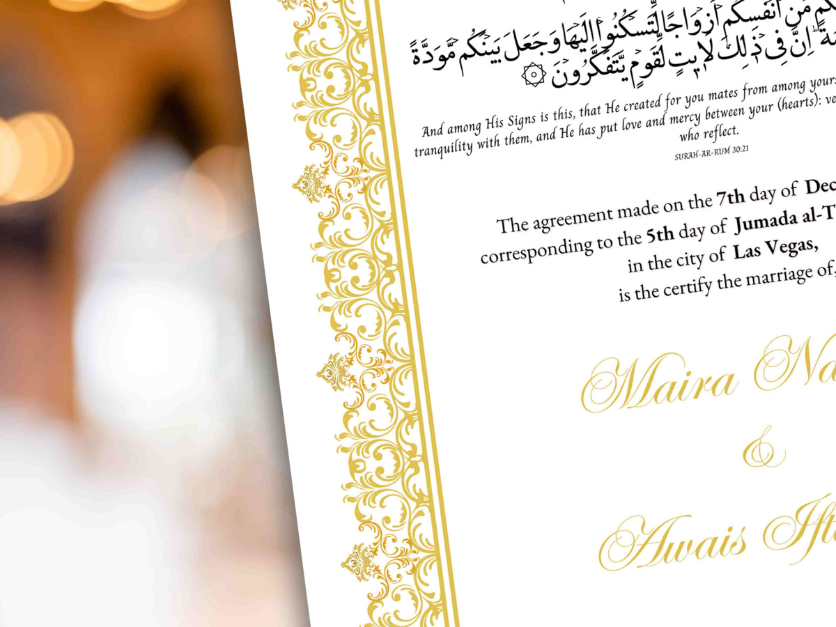 Nikkah Certificate Digital Download Personalised, A4, A3, Template, Editable, Gold Nikkah Nama, Nikkah Contract, Muslim Contract. NN292