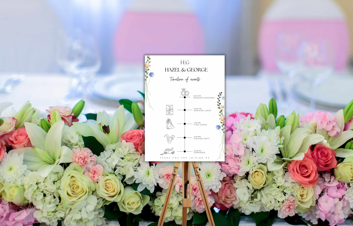 Wedding Order of Events Timeline Sign Template, wedding timeline template, Printable Timeline Wedding Sign, Instant Download. WT30