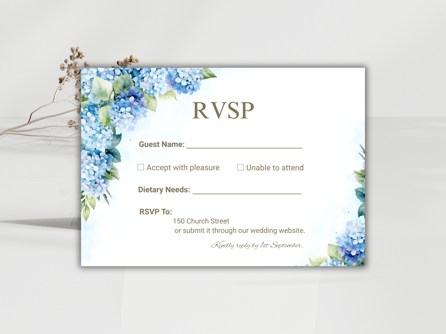 Wedding Invitation Bundle, RSVP, Thank You Card, Table Card, Menu Card, Reception Card, Details Card. WI230
