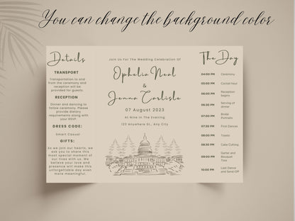Wedding Itinerary Invitation Template | Modern Timeline Schedule Card | Printable Wedding Program | Minimalist Order of Events. WI147