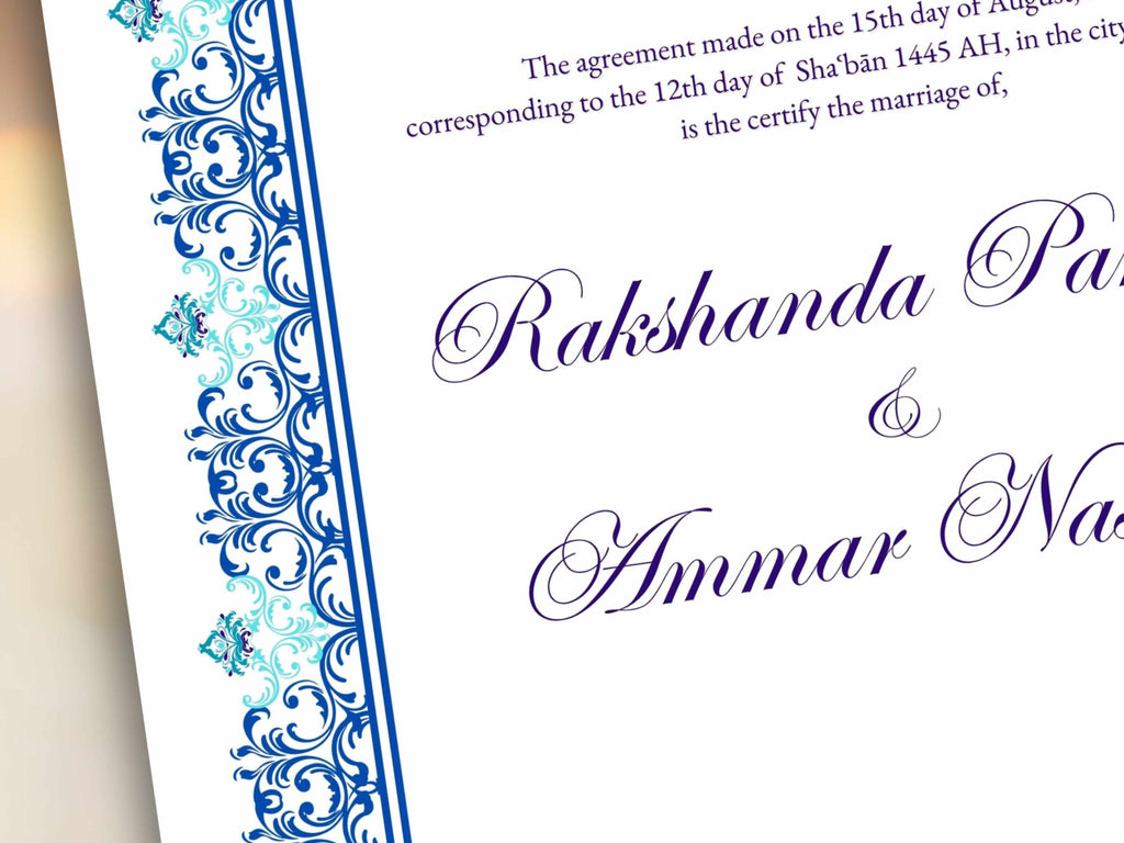 Nikkah Certificate Digital Download Personalised, A4, A3, Template, Editable, Nikkah Nama, Nikkah Contract, Muslim Contract. NN242