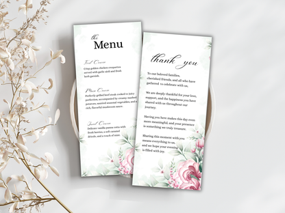Wedding Thank you Card, Menu Card, Table Card. WI337