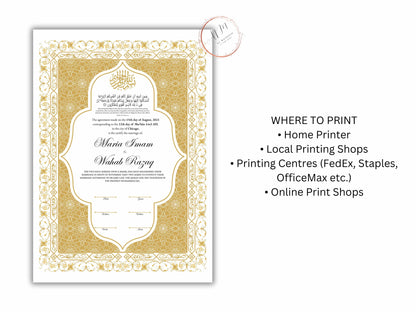 Premium Nikkah Contract | Custom Nikkah Nama | Islamic Wedding Contract | Personalized | Digital Printable Nikkah Certificate. NN187