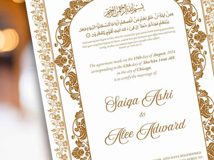 Nikkah Certificate Digital, Nikkah Contract, Editable Nikkah Nama | Islamic Wedding Contract, Muslim Marriage Certificate. NN282