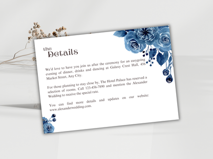 Wedding Invitation Set, RSVP, Dark Floral, Wedding Invitation, Details, Editable, Template, WI227