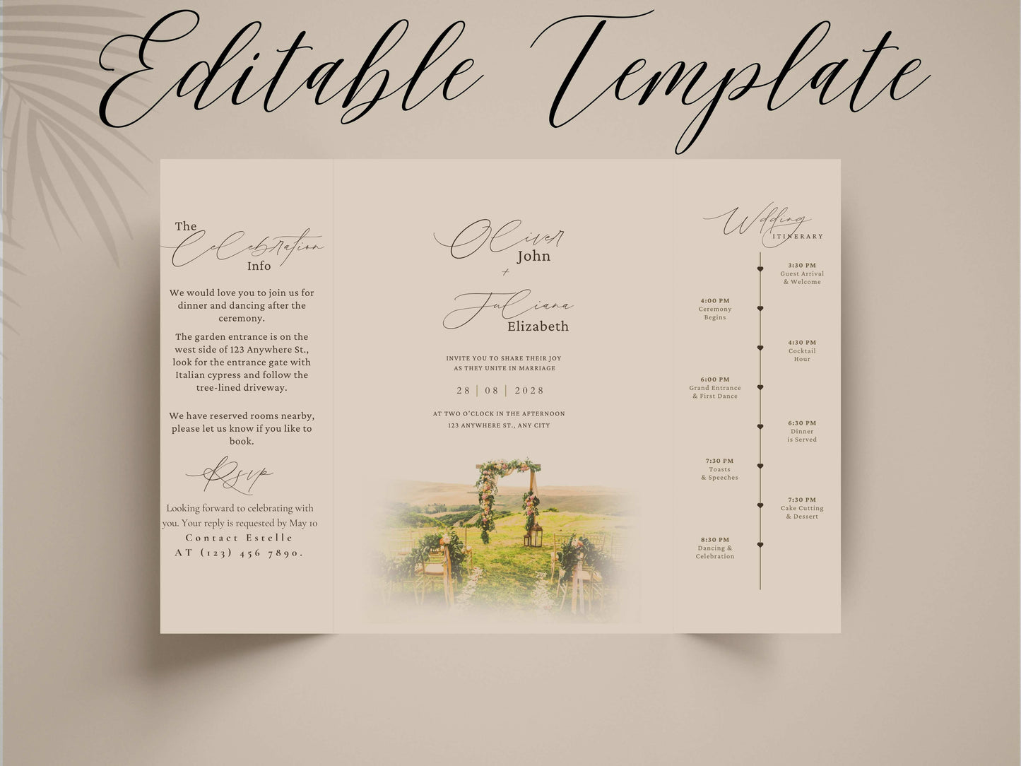 Venue Wedding Invitation Template | Editable Wedding Invite | Printable Digital Download | Elegant Wedding Card. WI160