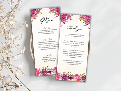 Wedding Thank you Card, Menu Card, Table Card. WI367