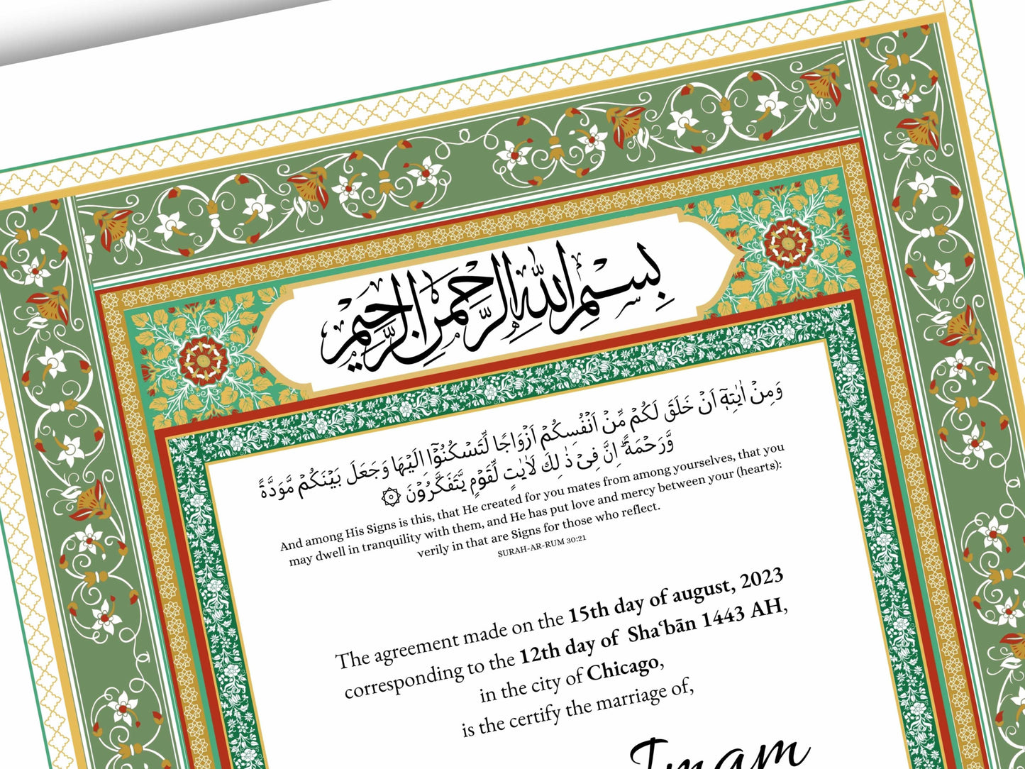 Nikkah Certificate Digital Download, Editable, Template, Muslim Contract, Muslim Marriage, A4, A3, Template, Instat Download. NN171