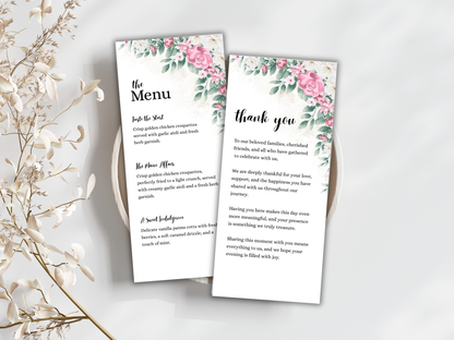 Wedding Thank you Card, Menu Card, Table Card. WI327