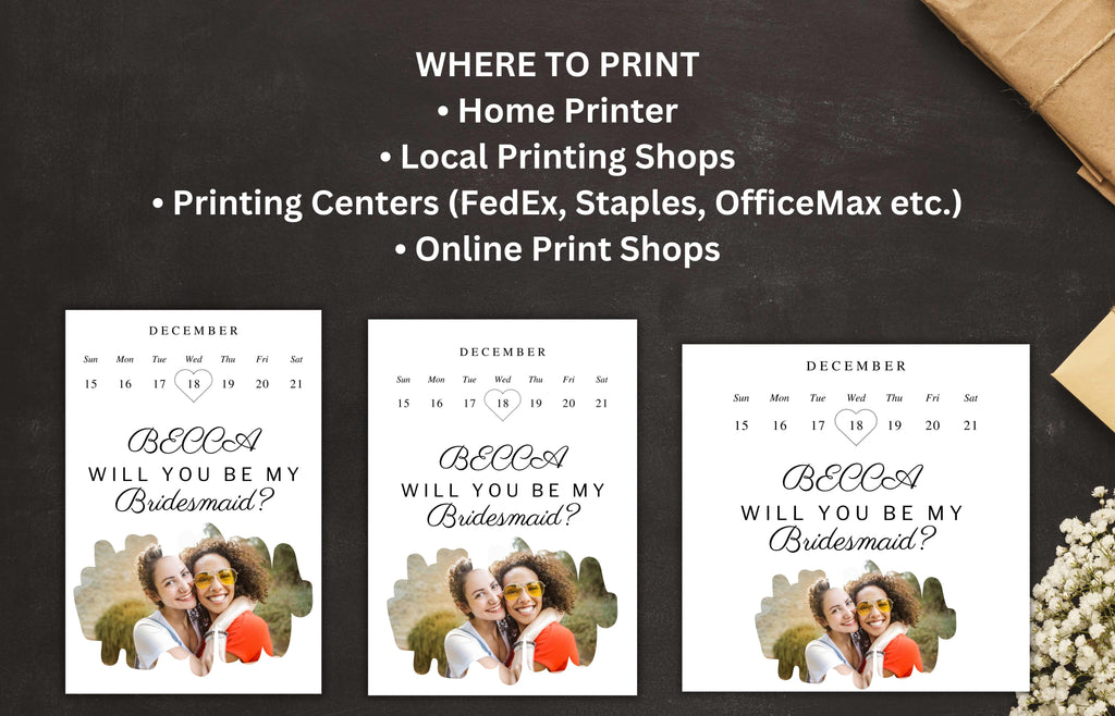 Bridesmaid Proposal Card Template, Editable Will You Be My Bridesmaid Card, Proposal Card Photo Invitation, Bridesmaid Card, Digital. BT43
