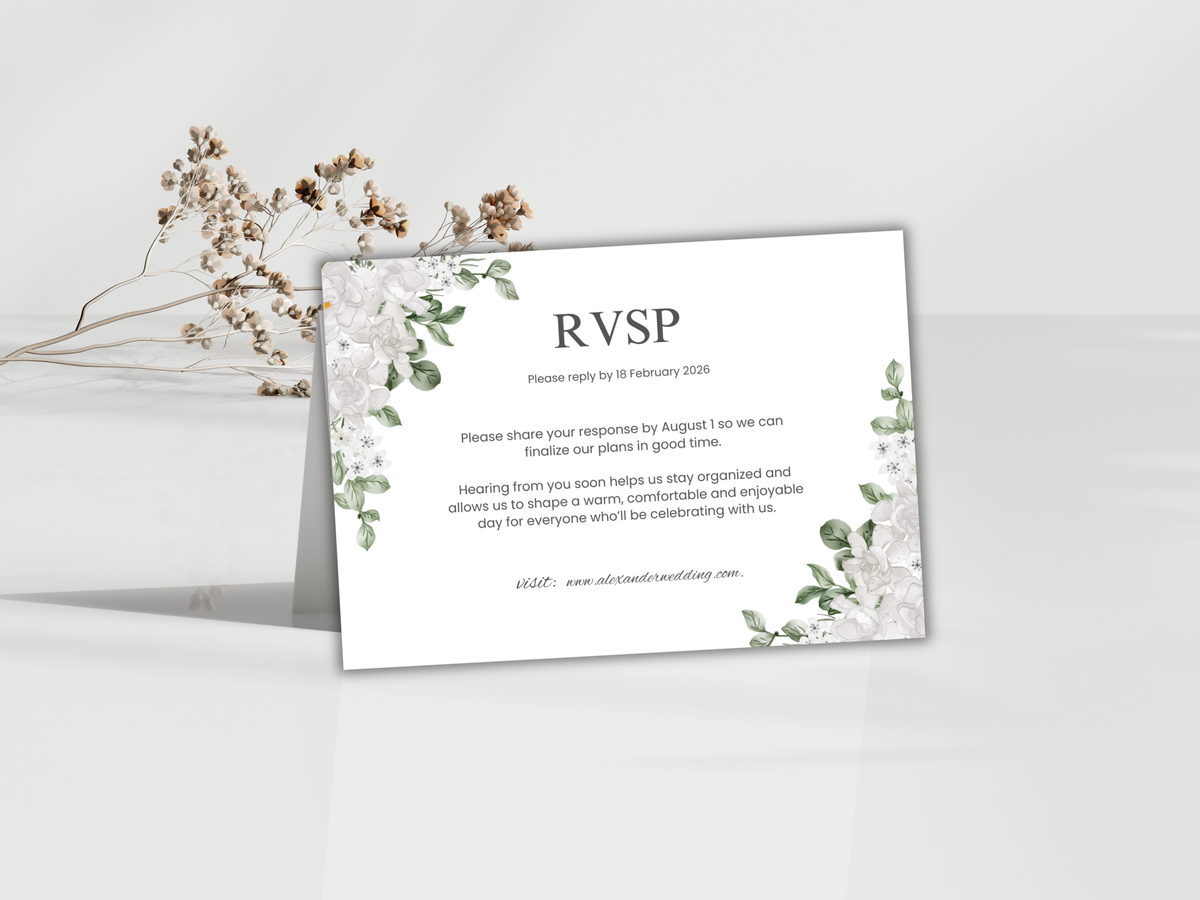 Wedding Invitation Bundle, RSVP, Thank You Card, Table Card, Menu Card, Reception Card, Details Card. WI244