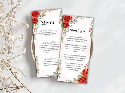 Wedding Thank you Card, Menu Card, Table Card. WI339