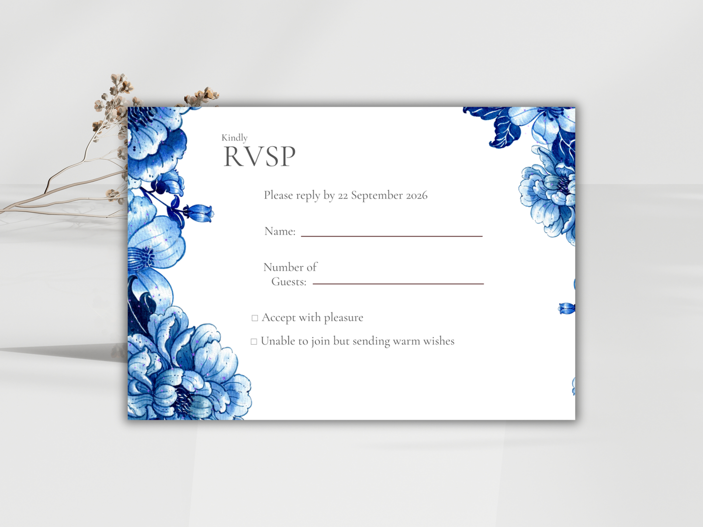 Wedding Invitation Set, RSVP, Wedding Invitation, Details, Editable, Template, WI223