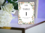 Wedding Table Numbers Template, Wedding Table Numbers, Pink Flower, Floral Wreath, Printable Table Numbers, Wedding Seating Chart. TS2