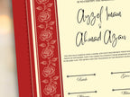 Rose Nikkah Certificate Template, Editable Nikkahnama, Printable Nikah Contract, Muslim Contract, Red Nikkah Islamic Marriage Contract.NN253