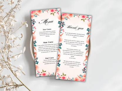 Wedding Thank you Card, Menu Card, Table Card. WI369