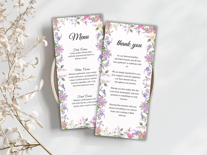 Wedding Thank you Card, Menu Card, Table Card. WI349