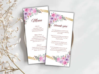 Wedding Thank you Card, Menu Card, Table Card. WI316