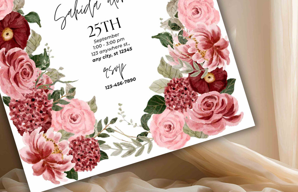 Bridal Shower Invitation template, Elegant Bridal Shower Invitation, Bridal Shower Flower Invite. WS39