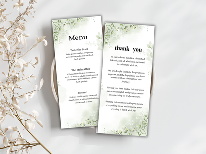 Wedding Thank you Card, Menu Card, Table Card. WI329