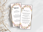 Floral Wedding Menu Card, Table, Thank you, Editable Canva Template, Instant Download MTC404