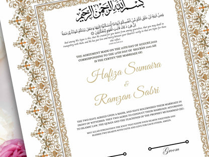 Nikkah Certificate Digital Download,A3,A4 Islamic Wedding Contract, Nikkah Nama, Muslim Marriage Certificate Template. NN273