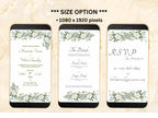White Wedding Invitation, Online Invitation Template, White E-Invite, RSVP Invitation, Digital White Rose Wedding Invitation. WEIB35