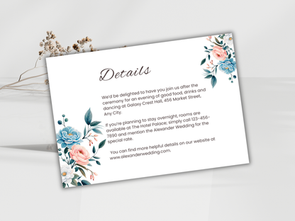 Wedding Invitation Set, RSVP, Dark Floral, Wedding Invitation, Details, Editable, Template, WI237