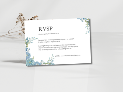 Wedding Invitation Bundle, RSVP, Thank You Card, Table Card, Menu Card, Reception Card, Details Card. WI242