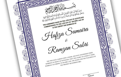 Nikkah Contract TemplateA4/A3, Printable Nikkah Contract, Editable Nikkahnama, Muslim Wedding Certificate, Digital Download. NN128