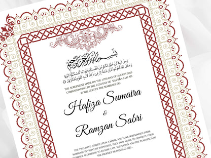 Nikkah Contract Template, Printable Nikkah Contract, Editable Nikkahnama, Muslim Wedding Certificate, Islamic Marriage Contract. NN107