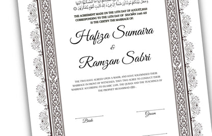 Nikkah Contract Template,Printable Nikkah Contract,Editable Nikkahnama,Muslim Wedding Certificate,Digital Download. NN122