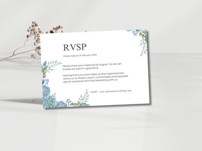 Wedding Invitation Set, RSVP, Dark Floral, Wedding Invitation, Details, Editable, Template, WI241