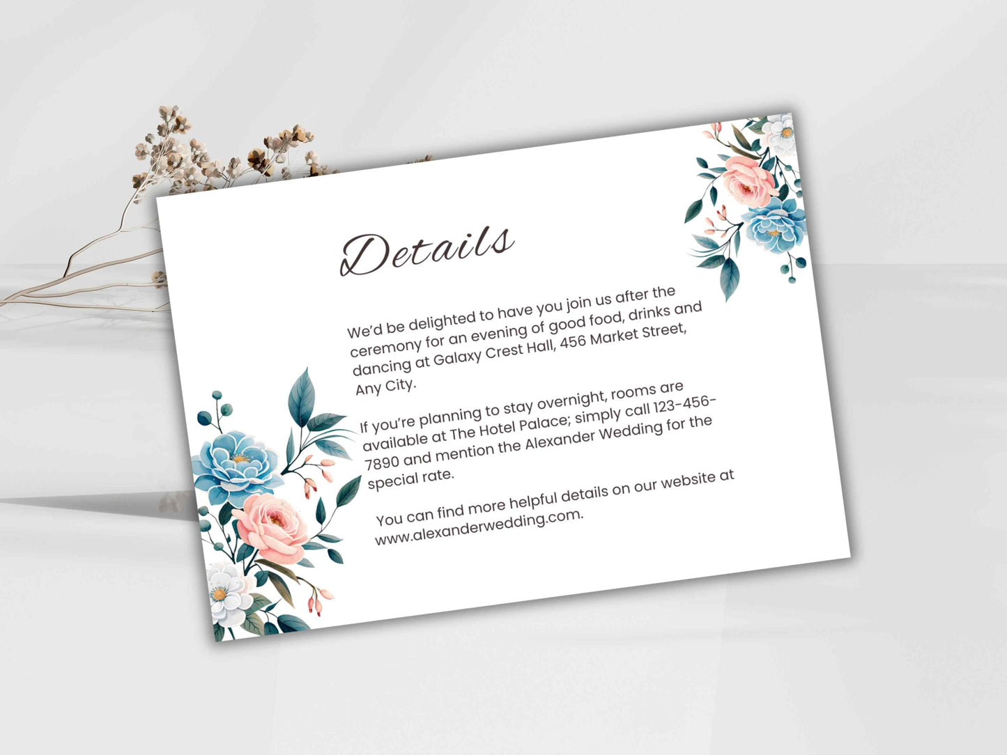 Wedding Invitation Bundle, RSVP, Thank You Card, Table Card, Menu Card, Reception Card, Details Card. WI238