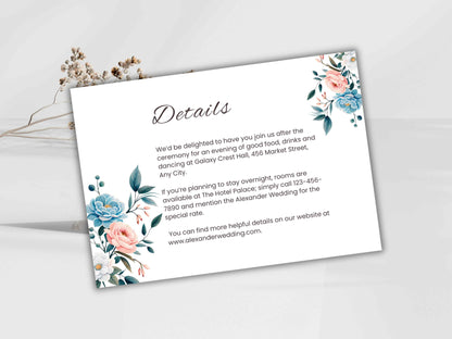 Wedding Invitation Bundle, RSVP, Thank You Card, Table Card, Menu Card, Reception Card, Details Card. WI238